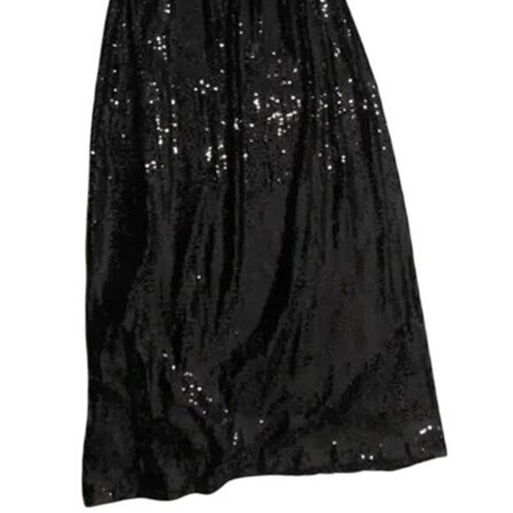 NWT Weworewhat Sequin Halter Dress Full Length Maxi Dress Sleeveless 2 Black - Picture 5 of 16